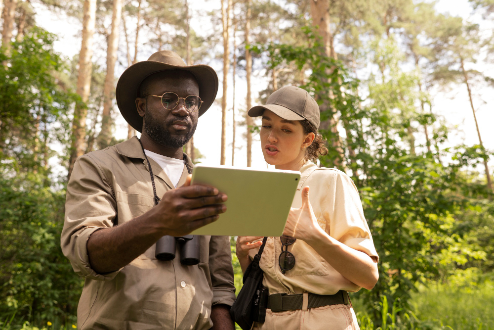 A travel agent and a traveller together to book your Kenya safari